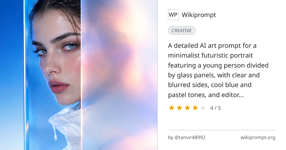 Minimalist Futuristic Glass Portrait | Wikiprompt
