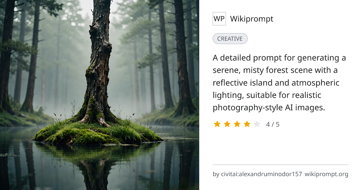 Misty Forest Island Reflection | Wikiprompt