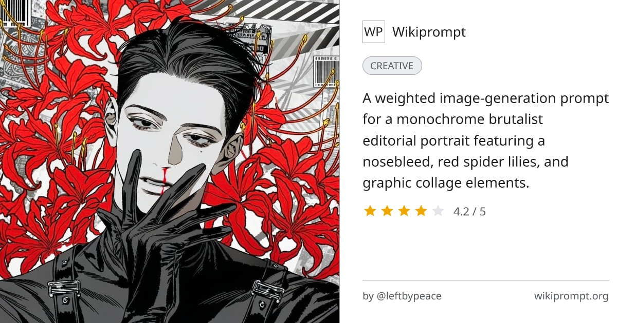 Monochrome Brutalist Portrait with Red Spider Lilies | Wikiprompt