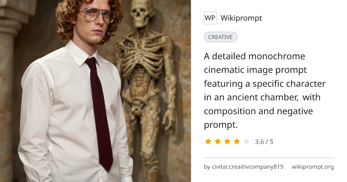 Monochrome cinematic portrait in ancient chamber | Wikiprompt