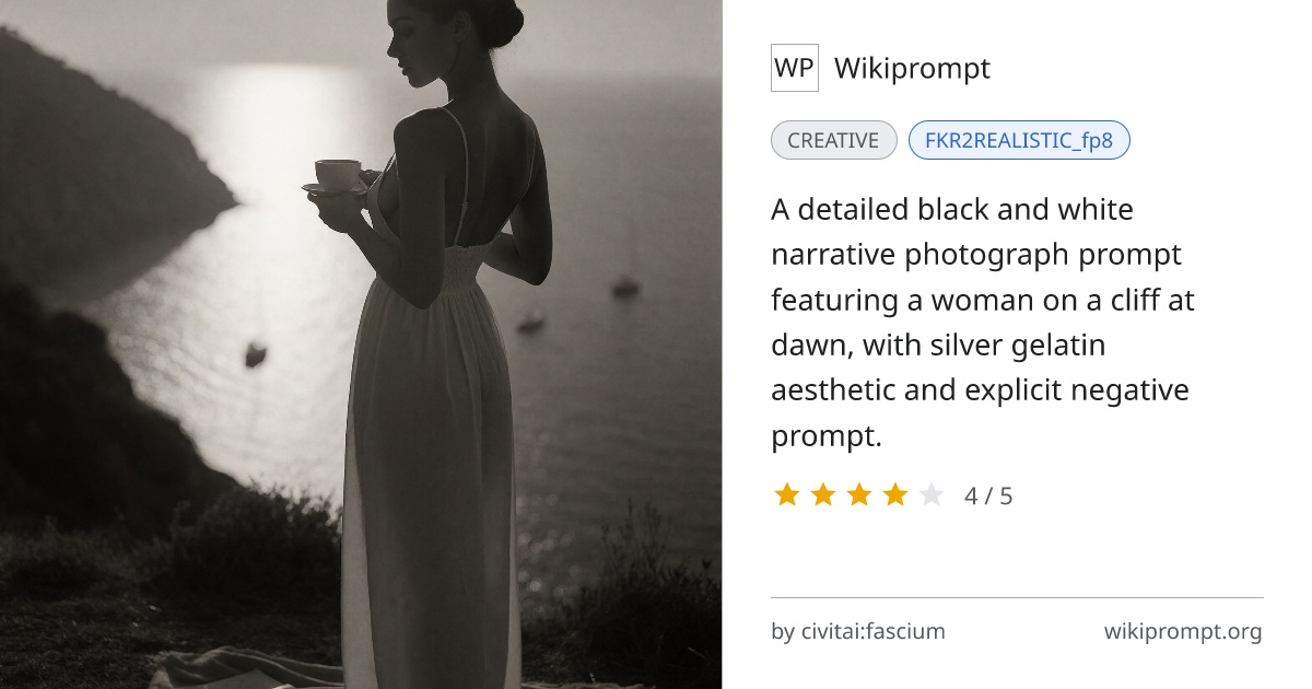 Monochrome cliffside morning narrative photograph | Wikiprompt