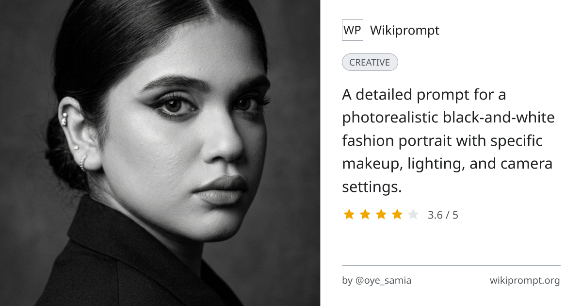 Monochrome Fashion Portrait Prompt | Wikiprompt