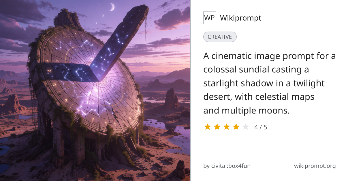 Monumental Ancient Sundial in Twilight Desert | Wikiprompt