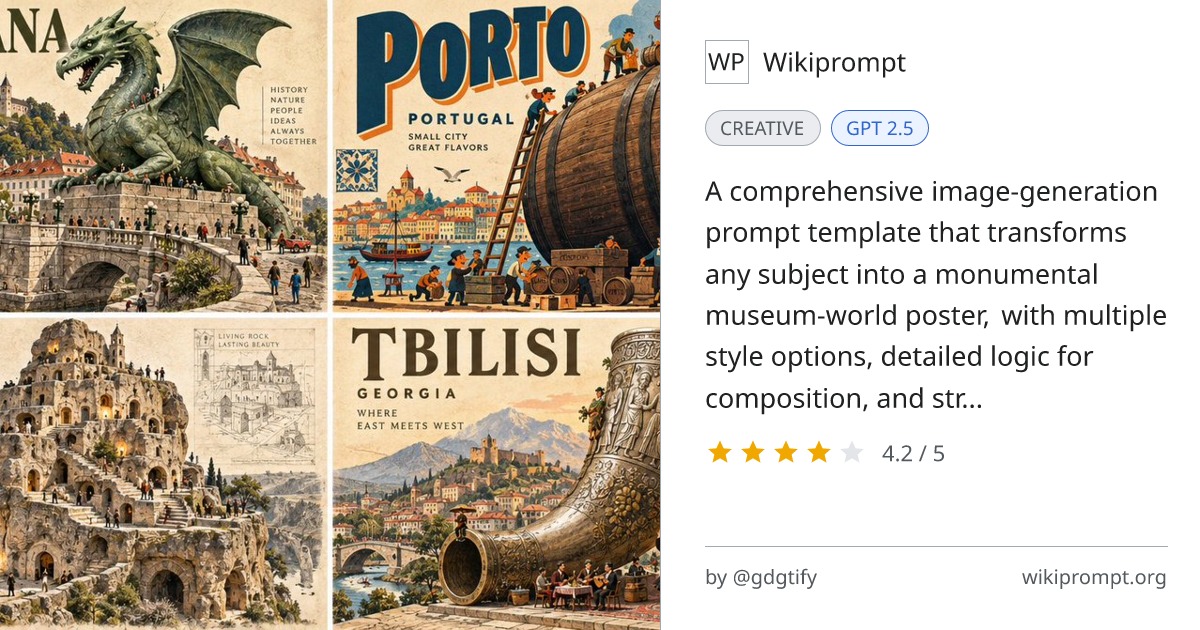 Monumental Museum-World Poster Generator | Wikiprompt