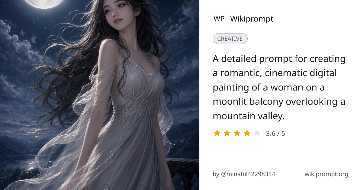 Moonlit Balcony Portrait Digital Painting Prompt | Wikiprompt