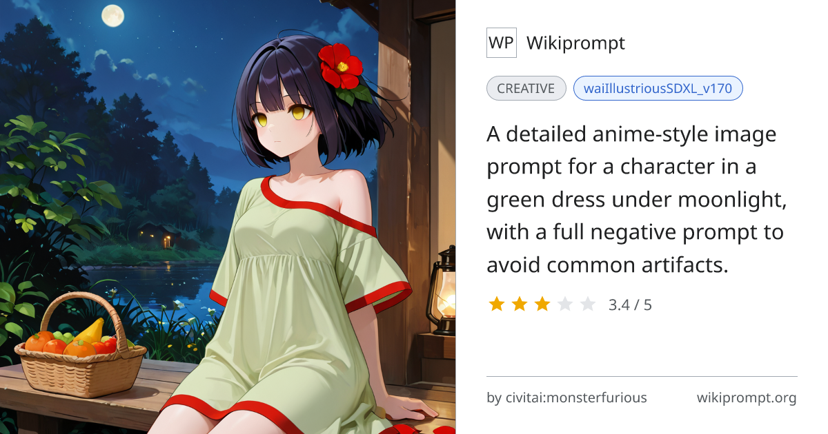 Moonlit Green Dress Character Prompt | Wikiprompt