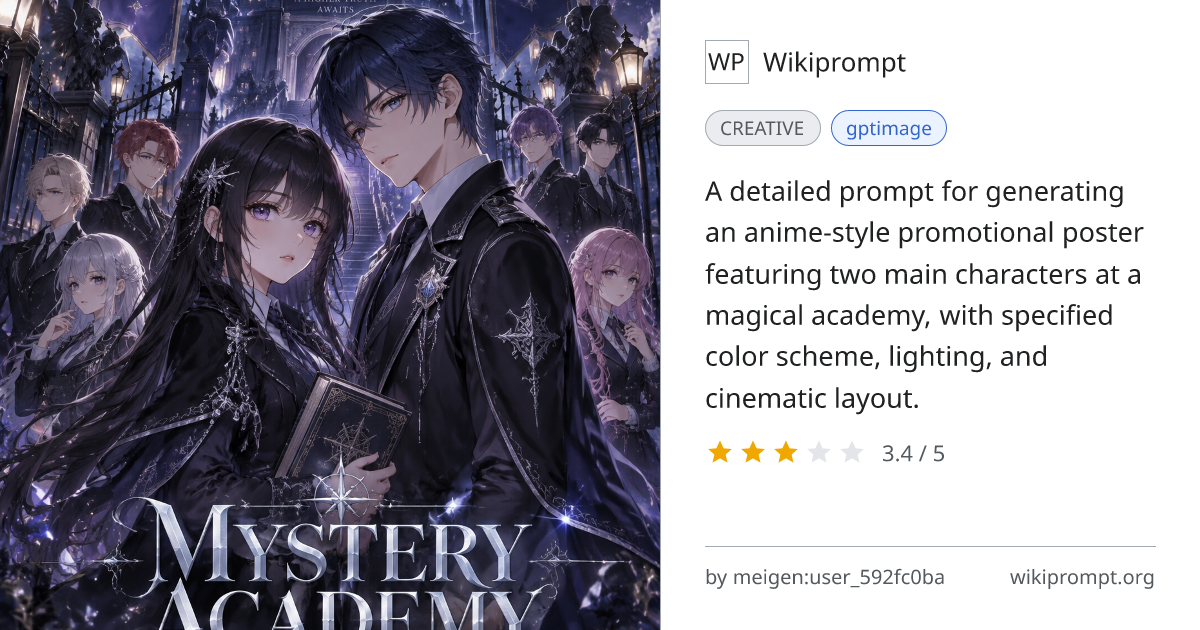 Mystery Academy Anime Movie Poster Prompt | Wikiprompt