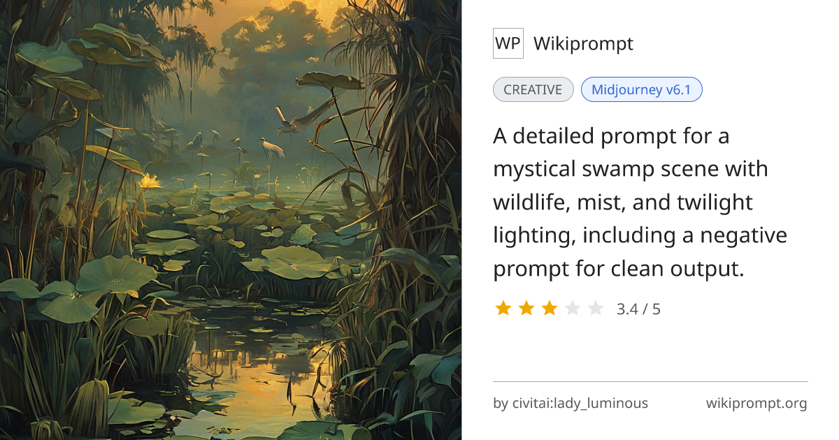 Mystical Swamp Ecosystem Digital Art Prompt | Wikiprompt