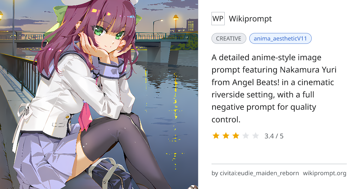 Nakamura Yuri Anime Illustration Prompt | Wikiprompt