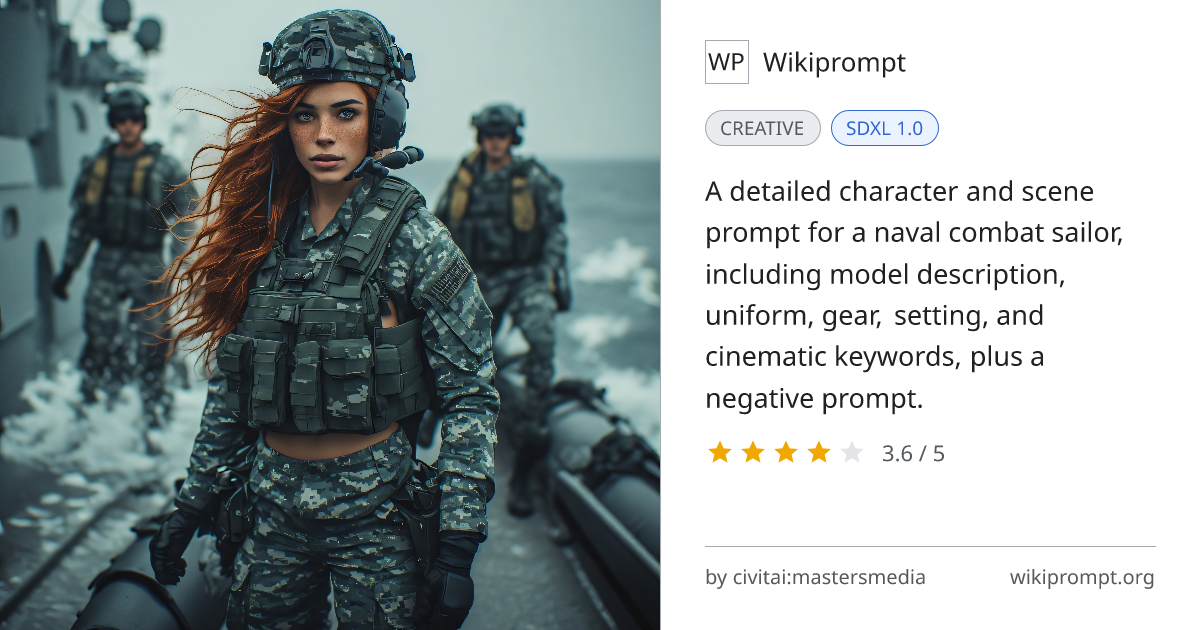 Naval Combat Sailor Cinematic Character Prompt | Wikiprompt