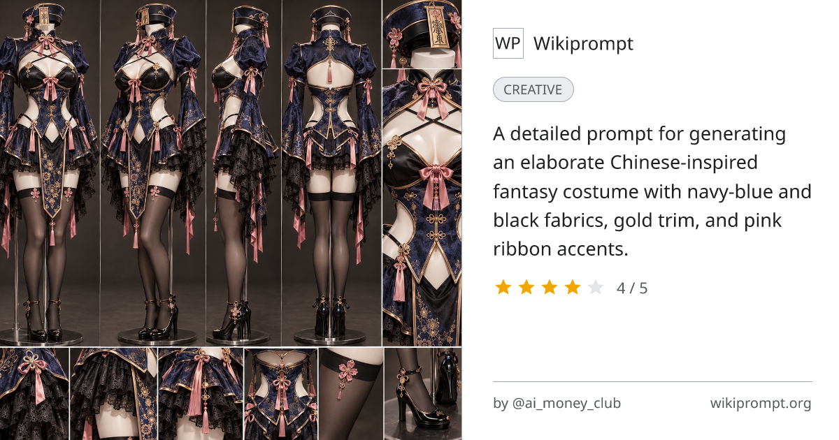 Navy-Blue Chinese Fantasy Costume Design | Wikiprompt