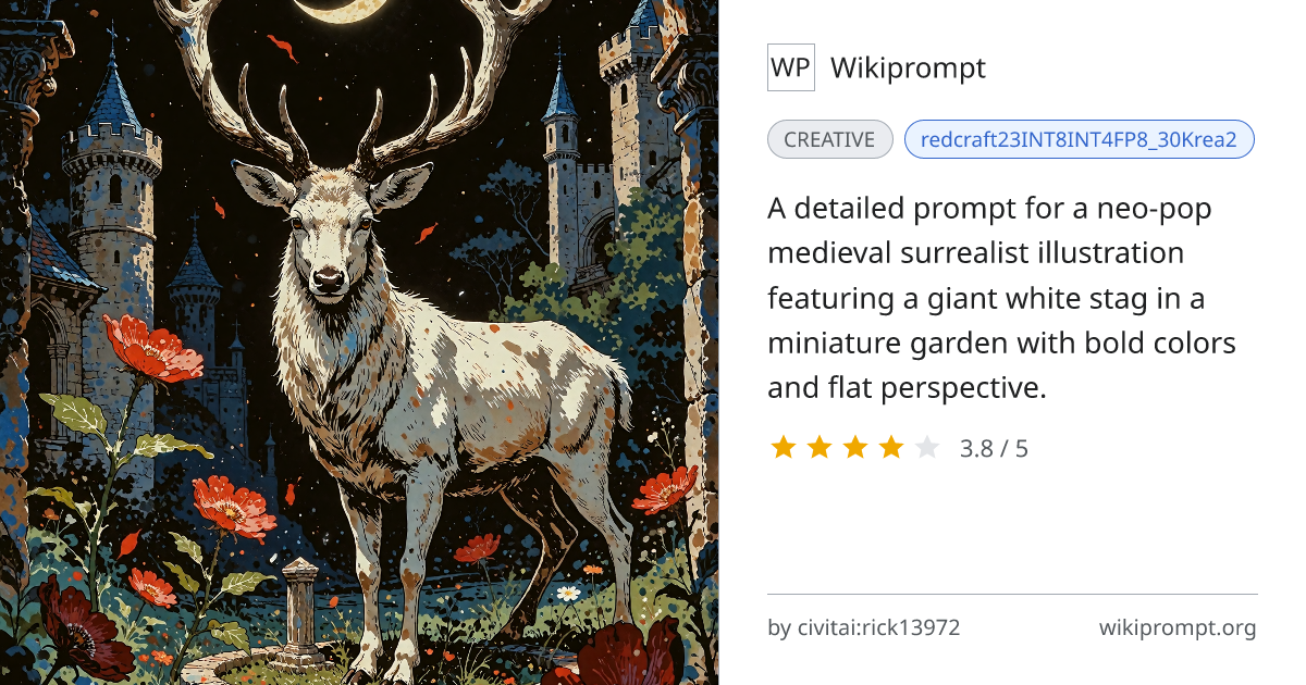 Neo-Pop Medieval Surrealist Stag Illustration | Wikiprompt