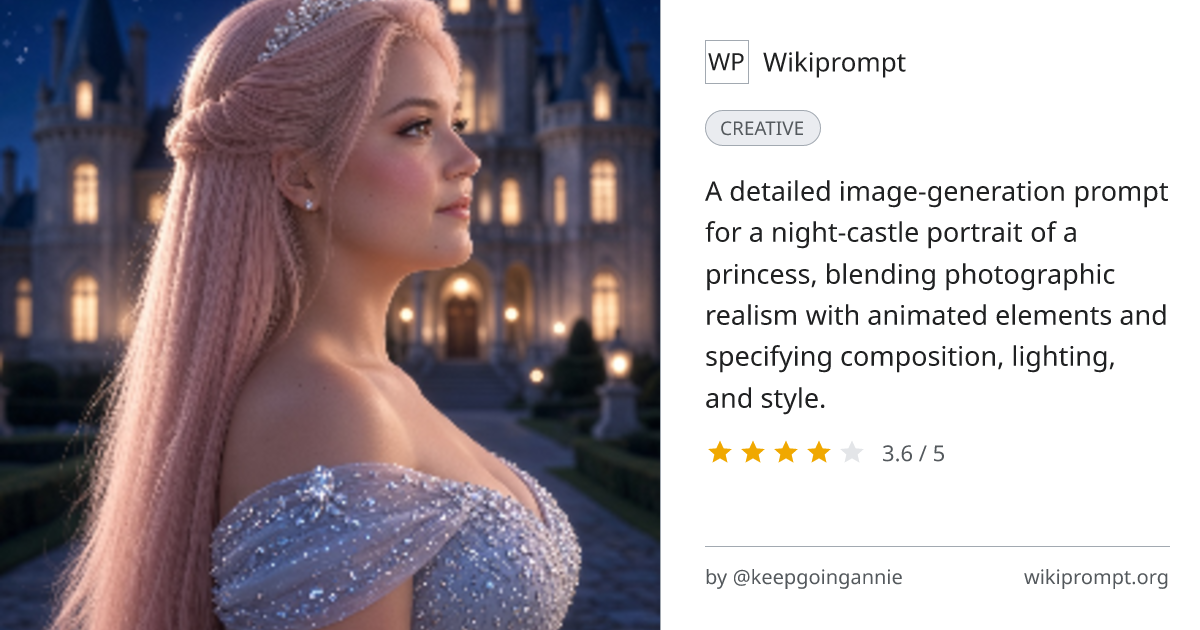 Nighttime Princess Portrait Prompt | Wikiprompt