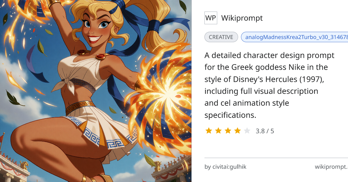 Nike Character Design - Disney Hercules Style | Wikiprompt