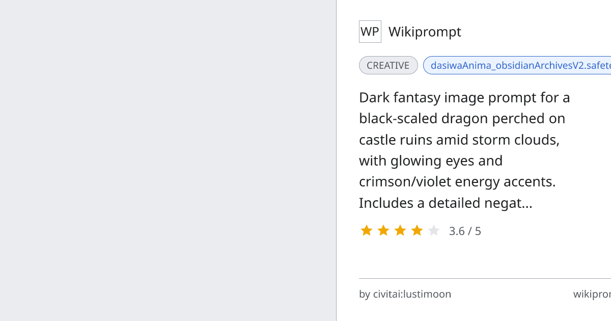 Obsidian Dragon on Castle Ruins | Wikiprompt