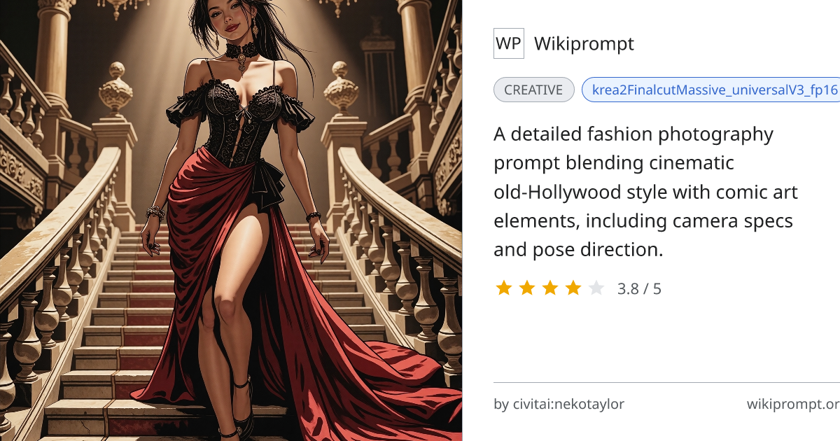 Old-Hollywood Scarlet Gown Fashion Photo | Wikiprompt