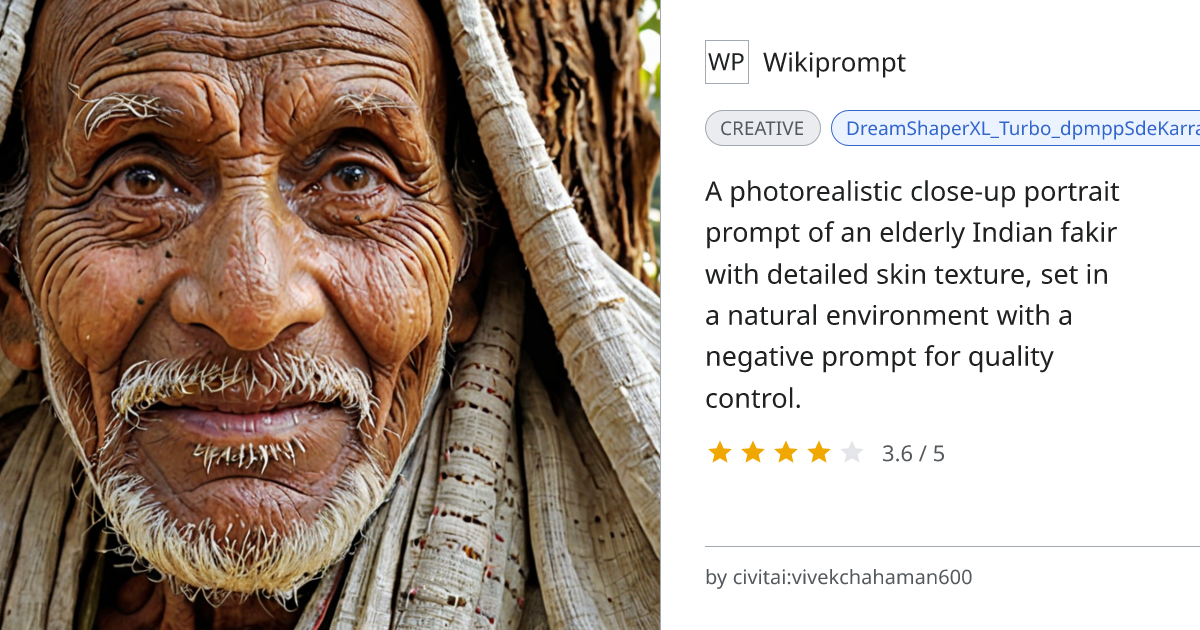 Old Indian Fakir Portrait | Wikiprompt