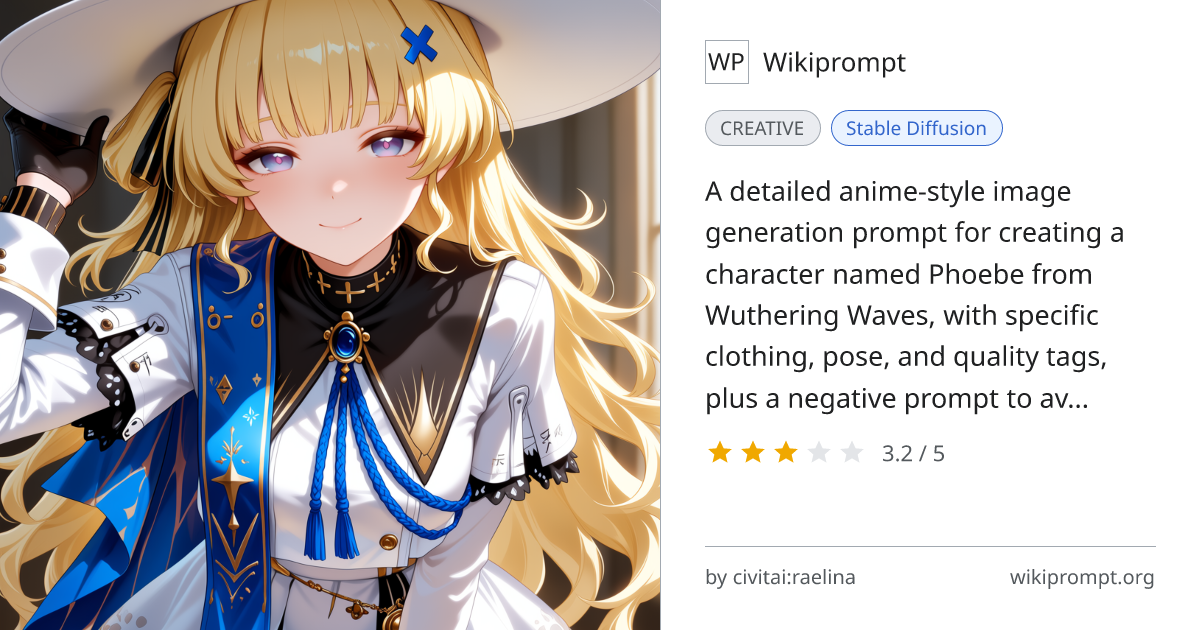 Phoebe Wuthering Waves Anime Character Prompt | Wikiprompt