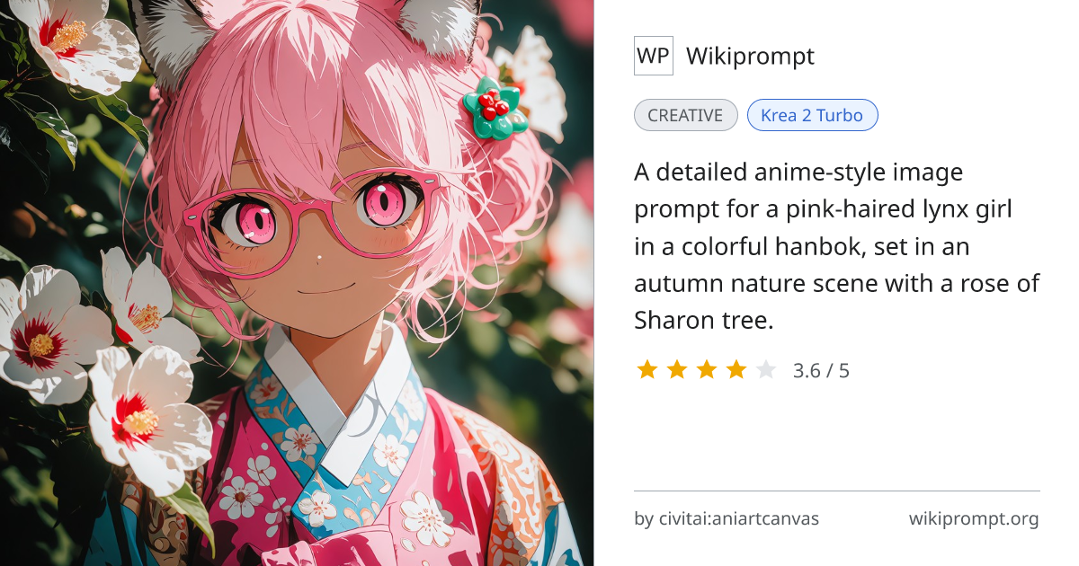 Pink Lynx Girl in Hanbok - Anime Portrait | Wikiprompt