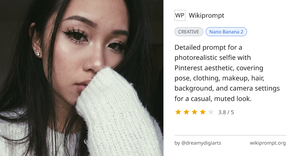 Pinterest Aesthetic Selfie (Nano Banana 2) | Wikiprompt