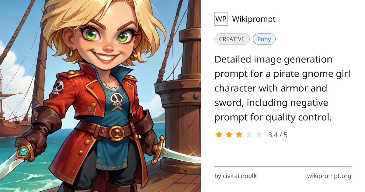 Pirate Gnome Girl Character Prompt | Wikiprompt