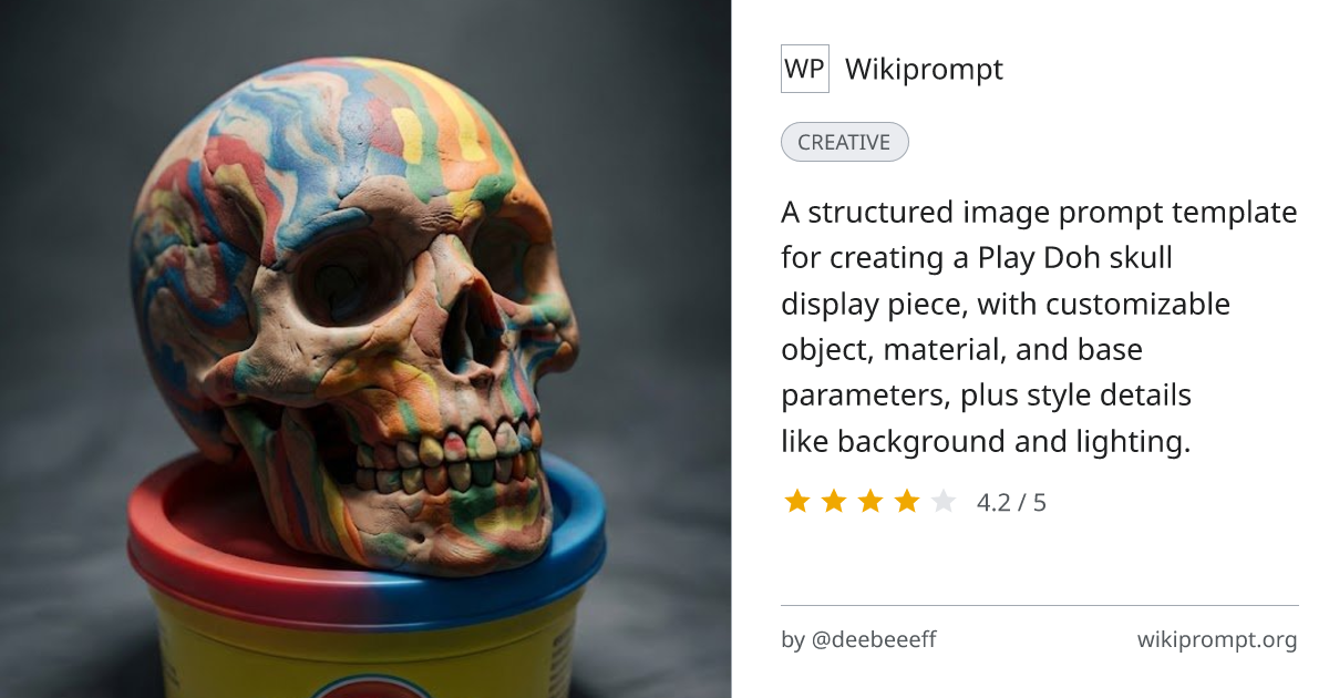 Play Doh Skull Display Piece Prompt | Wikiprompt