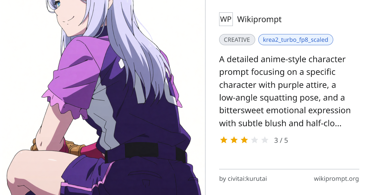 Polished Anime Character with Emotional Expression | Wikiprompt