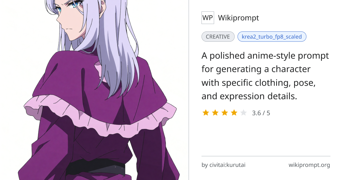 Polished Anime Character with ZoyaSleep Attire | Wikiprompt