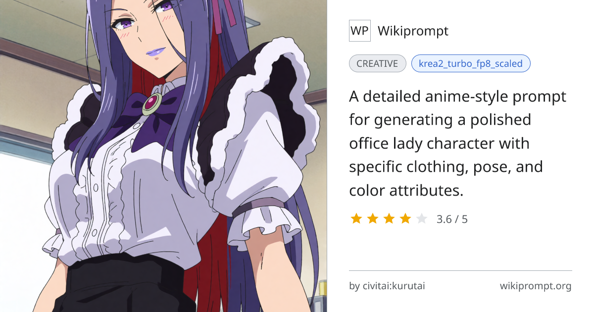 Polished Anime Office Lady Portrait | Wikiprompt