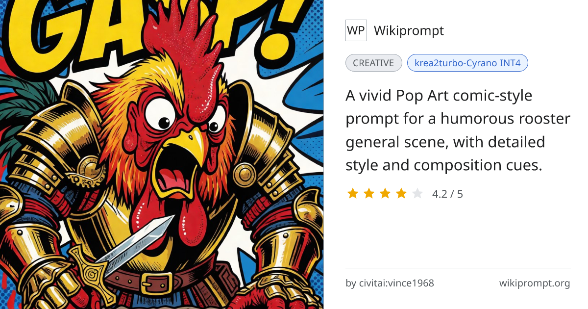 Pop Art Rooster General Splash Page | Wikiprompt