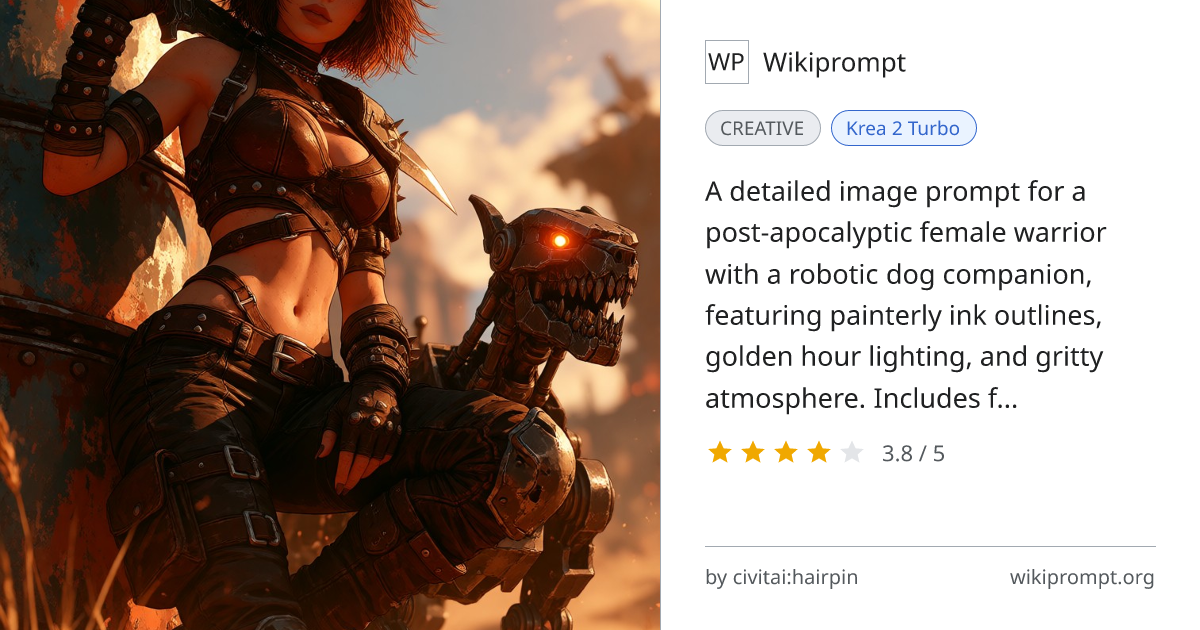 Post-apocalyptic warrior with robotic dog ink sketch | Wikiprompt