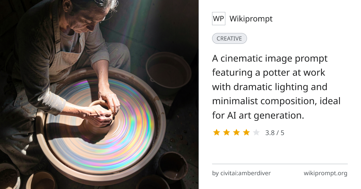 Potter shaping clay, cinematic spotlight | Wikiprompt
