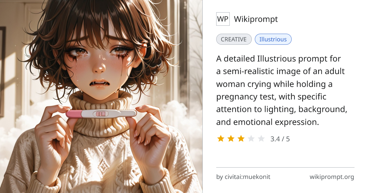 Pregnant Woman Crying in Turtleneck - Illustrious | Wikiprompt