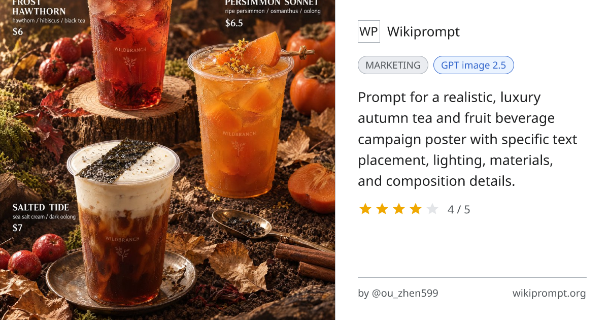 Premium Autumn Tea Beverage Campaign Poster Prompt | Wikiprompt