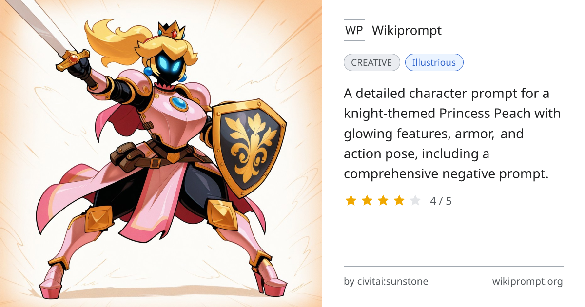 Princess Peach Knight Character Prompt | Wikiprompt