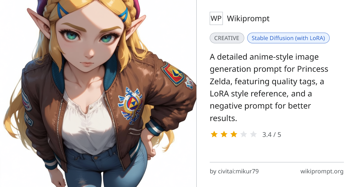 Princess Zelda Anime Style Image Prompt | Wikiprompt