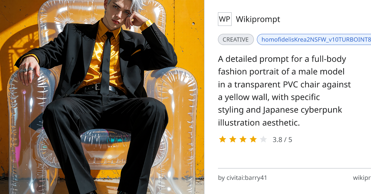 Punk Fashion Portrait in Transparent PVC Chair | Wikiprompt