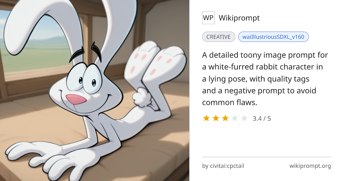 Rabbit Character Toony Image Prompt | Wikiprompt