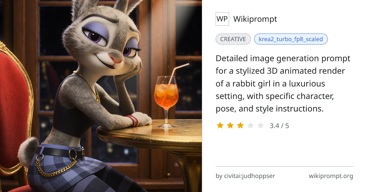 Rabbit Girl in Profile on Gold Chair - 3D Animated Render | Wikiprompt