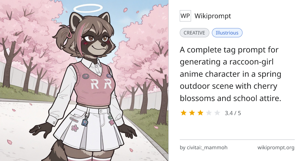 Raccoon Girl Anime Character Tag Set | Wikiprompt