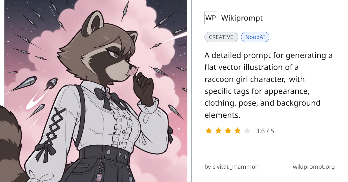 Raccoon Girl Character Illustration Prompt | Wikiprompt