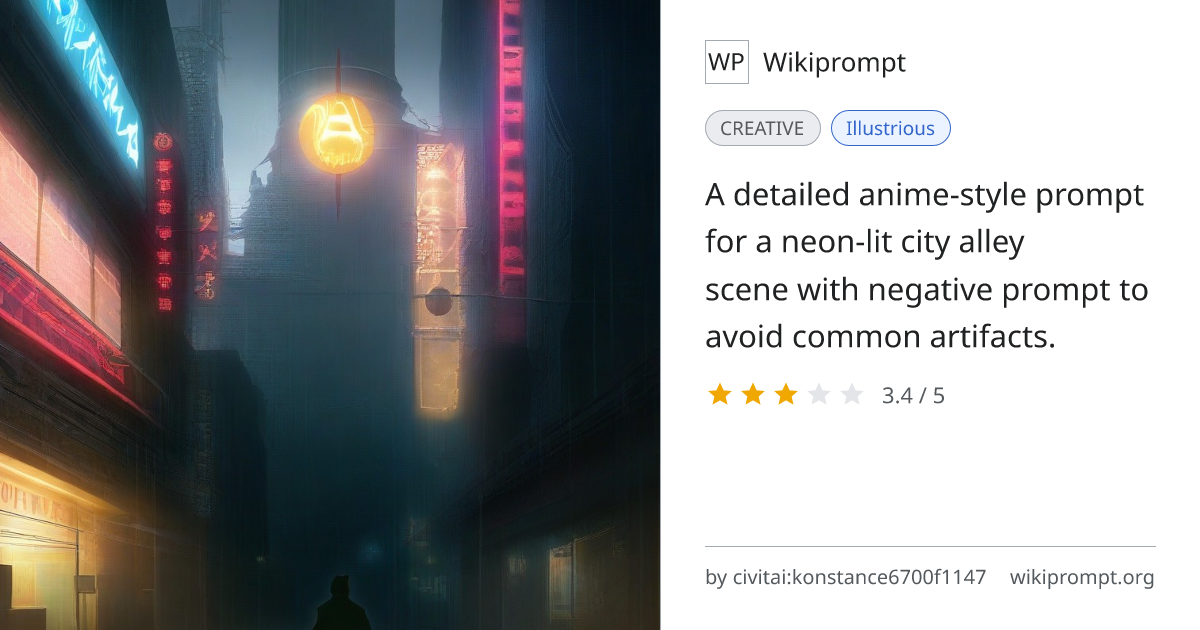 Rain-Slick Neon Alley Anime Scene | Wikiprompt