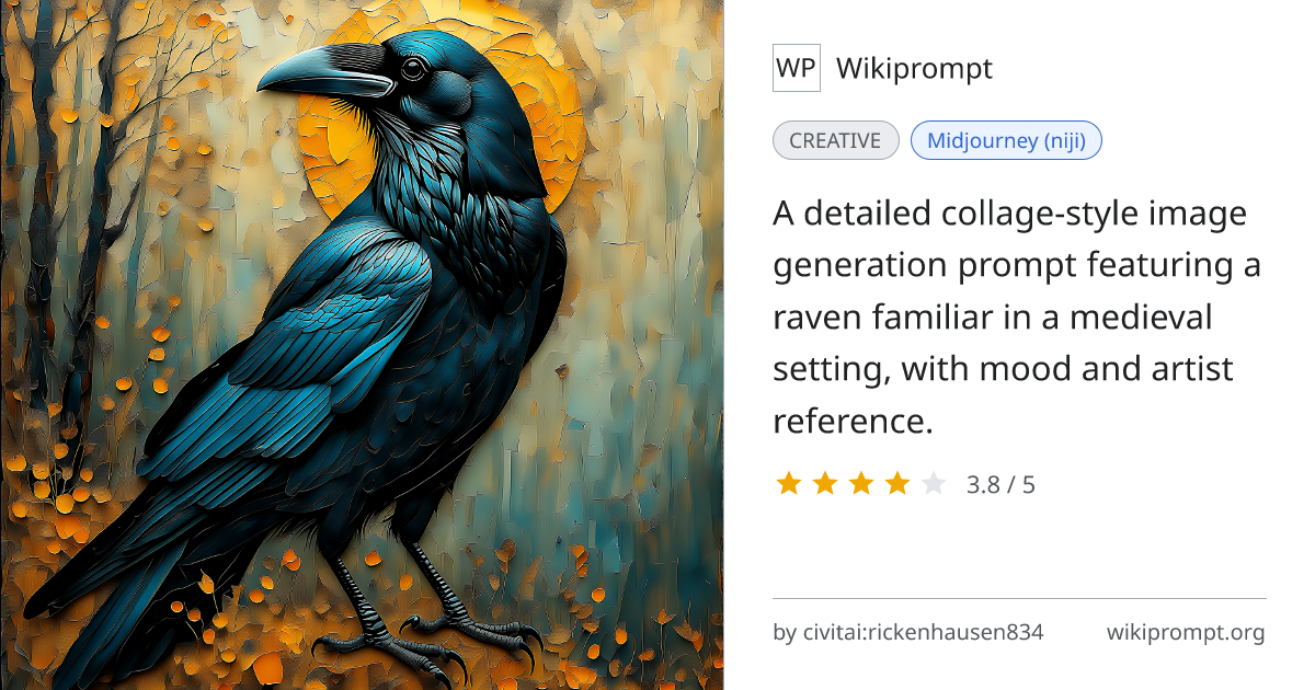 Raven Familiar in Medieval Collage Style | Wikiprompt