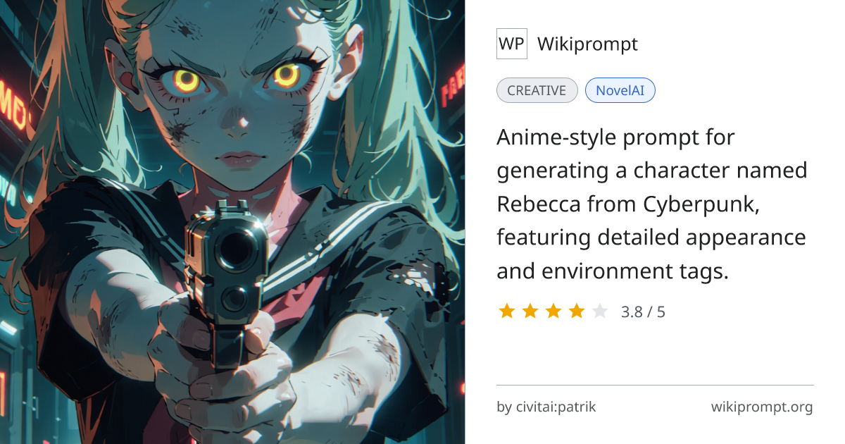 Rebecca Cyberpunk Anime Prompt | Wikiprompt