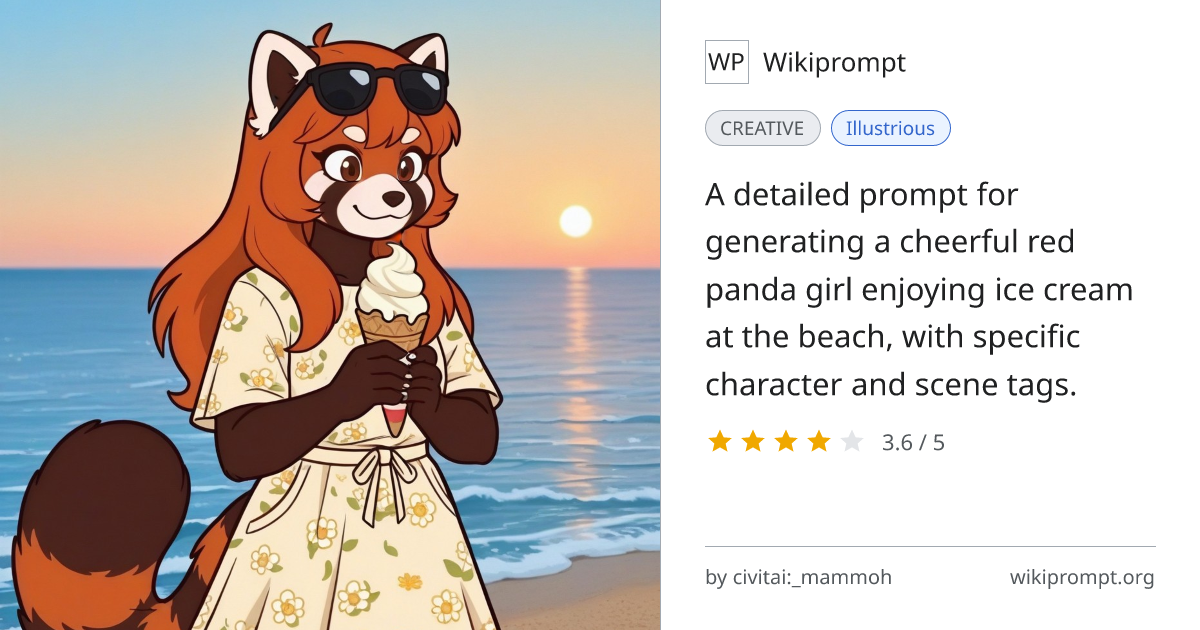 Red Panda Girl Beach Scene | Wikiprompt