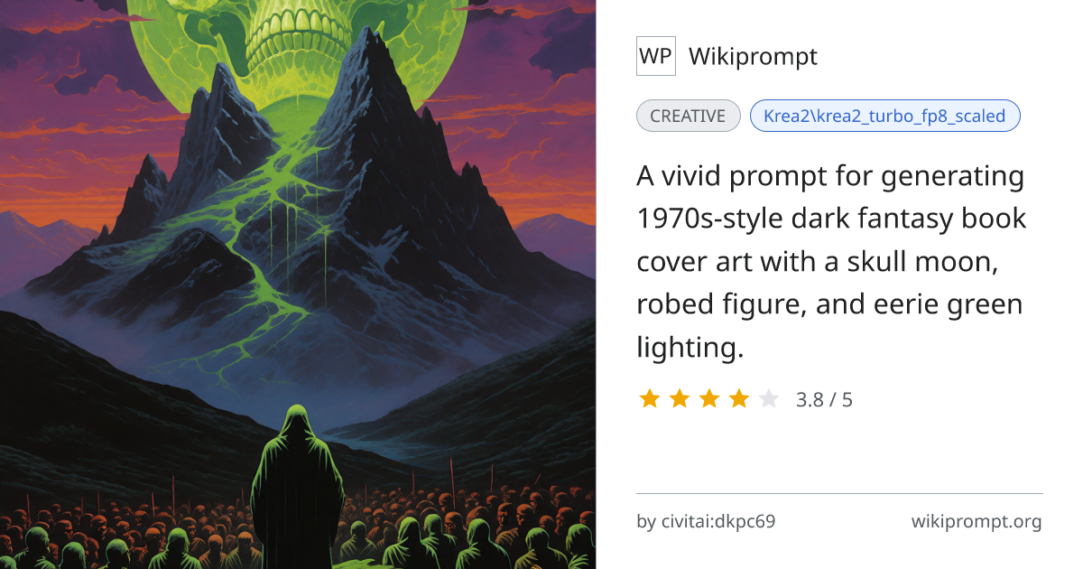 Retro Dark Fantasy Book Cover Art Prompt | Wikiprompt