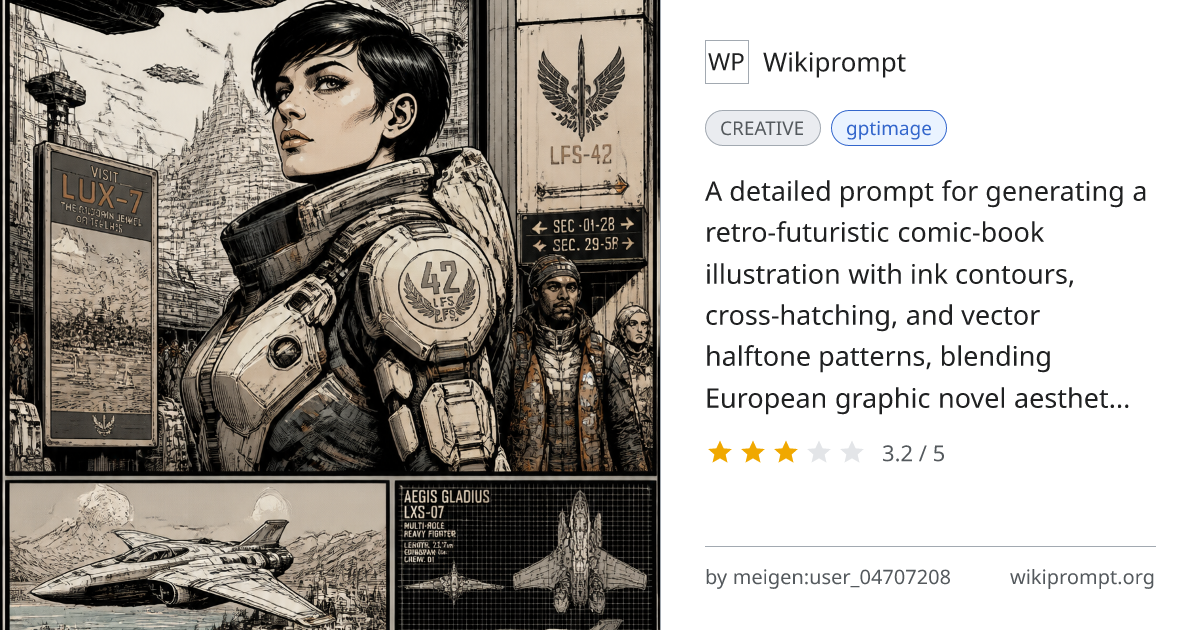 Retro-futuristic Comic-book Illustration Prompt | Wikiprompt