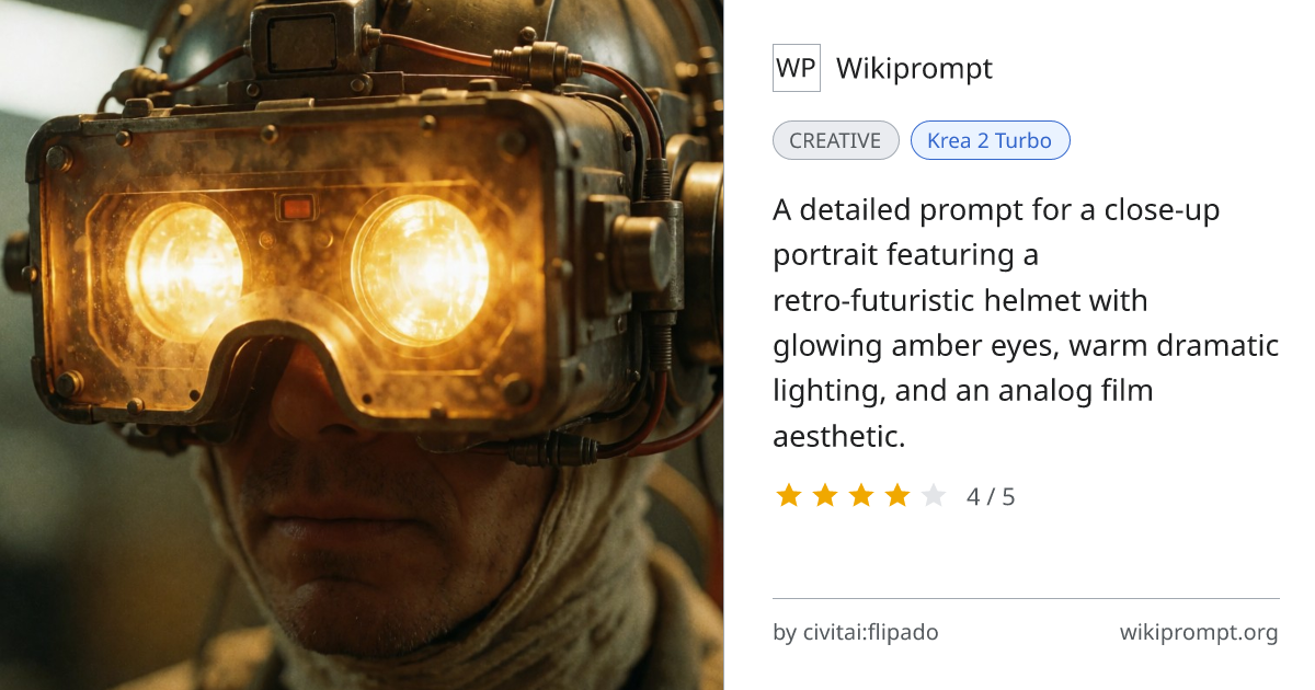Retro Futuristic Helmet Portrait | Wikiprompt