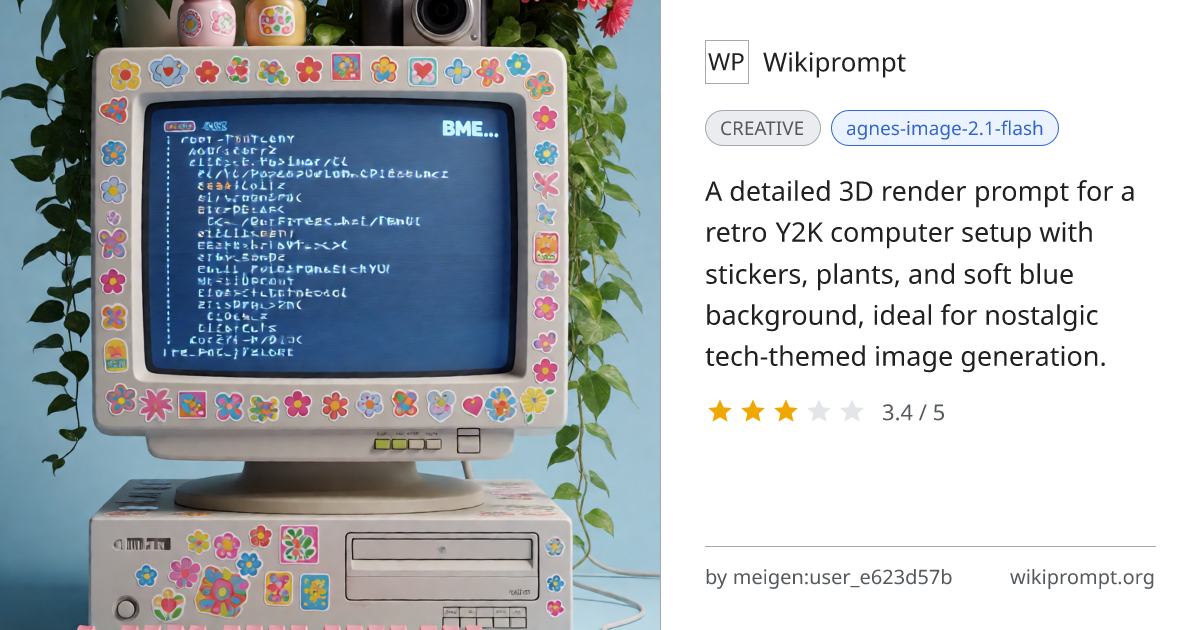 Retro Y2K Computer Setup 3D Render | Wikiprompt