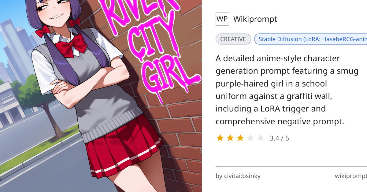 River City Girl Anime Character Prompt | Wikiprompt